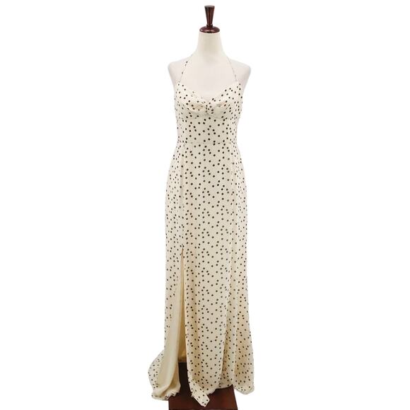 FAME AND PARTNERS sz 12 L The Carmela Cream Black Polka Dot Maxi Dress NWT B86 - Picture 9 of 9